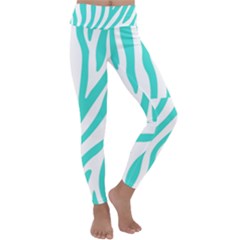 Blue Zebra Vibes Animal Print   Kids  Lightweight Velour Classic Yoga Leggings by ConteMonfrey