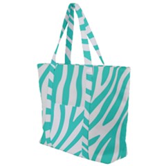 Blue Zebra Vibes Animal Print   Zip Up Canvas Bag by ConteMonfrey