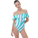 Blue Zebra Vibes Animal Print   Frill Detail One Piece Swimsuit View1