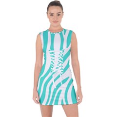 Blue Zebra Vibes Animal Print   Lace Up Front Bodycon Dress by ConteMonfrey