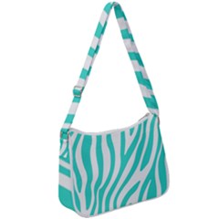 Blue Zebra Vibes Animal Print   Zip Up Shoulder Bag by ConteMonfrey