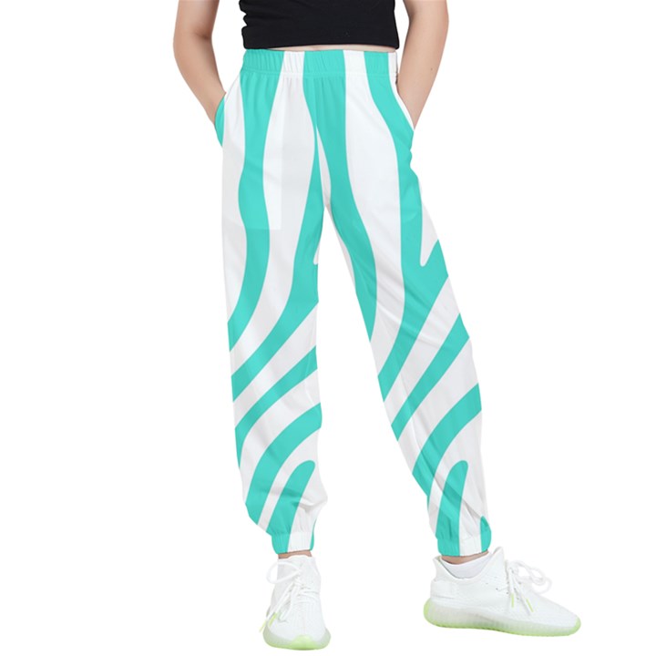 Blue Zebra Vibes Animal Print   Kids  Elastic Waist Pants