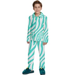 Blue Zebra Vibes Animal Print   Kids  Long Sleeve Velvet Pajamas Set by ConteMonfrey