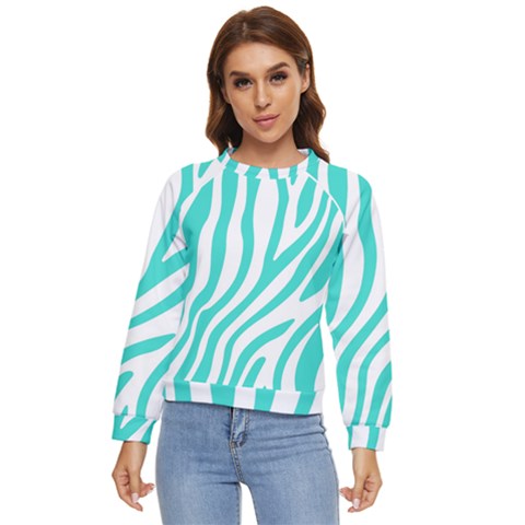 Blue Zebra Vibes Animal Print   Women s Long Sleeve Raglan Tee by ConteMonfrey