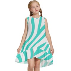 Blue Zebra Vibes Animal Print   Kids  Frill Swing Dress by ConteMonfrey