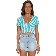 Blue Zebra Vibes Animal Print   V-neck Crop Top by ConteMonfrey