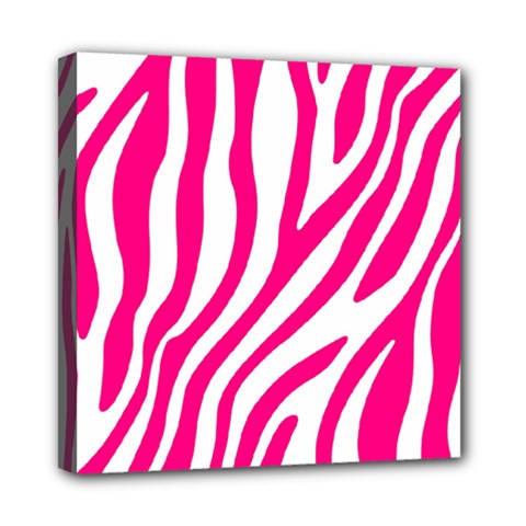 Pink Fucsia Zebra Vibes Animal Print Mini Canvas 8  X 8  (stretched) by ConteMonfrey