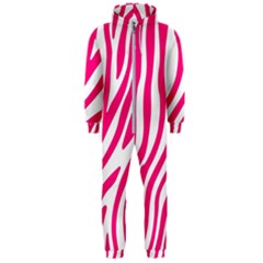 Pink Fucsia Zebra Vibes Animal Print Hooded Jumpsuit (men) by ConteMonfrey