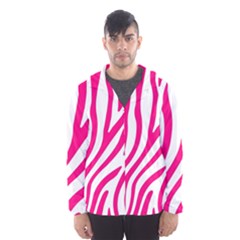 Pink Fucsia Zebra Vibes Animal Print Men s Hooded Windbreaker by ConteMonfrey