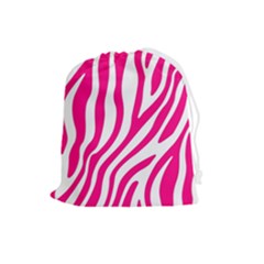 Pink Fucsia Zebra Vibes Animal Print Drawstring Pouch (large) by ConteMonfrey