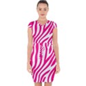 Pink Fucsia Zebra Vibes Animal Print Capsleeve Drawstring Dress  View1