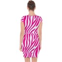 Pink Fucsia Zebra Vibes Animal Print Capsleeve Drawstring Dress  View2