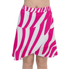 Pink Fucsia Zebra Vibes Animal Print Chiffon Wrap Front Skirt by ConteMonfrey