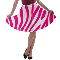 Pink Fucsia Zebra Vibes Animal Print A-line Skater Skirt by ConteMonfrey