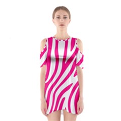 Pink Fucsia Zebra Vibes Animal Print Shoulder Cutout One Piece Dress by ConteMonfrey