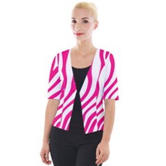 Pink Fucsia Zebra Vibes Animal Print Cropped Button Cardigan by ConteMonfrey