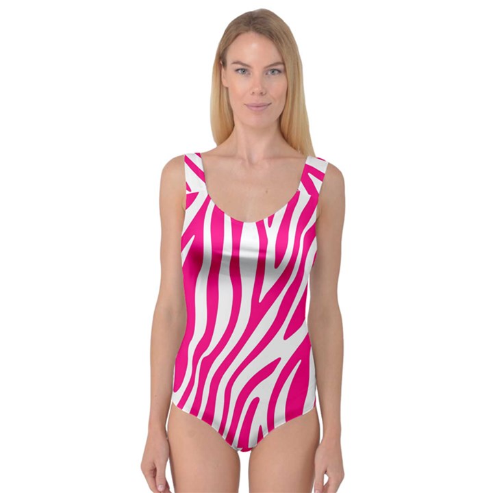 Pink Fucsia Zebra Vibes Animal Print Princess Tank Leotard 