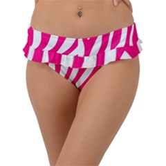 Pink Fucsia Zebra Vibes Animal Print Frill Bikini Bottoms by ConteMonfrey