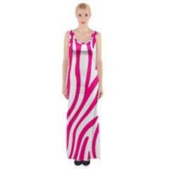 Pink Fucsia Zebra Vibes Animal Print Thigh Split Maxi Dress by ConteMonfrey