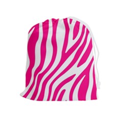 Pink Fucsia Zebra Vibes Animal Print Drawstring Pouch (xl) by ConteMonfrey