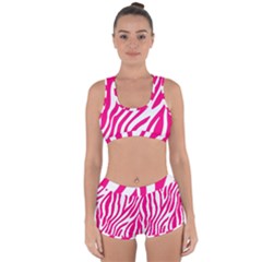 Pink Fucsia Zebra Vibes Animal Print Racerback Boyleg Bikini Set by ConteMonfrey