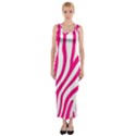 Pink Fucsia Zebra Vibes Animal Print Fitted Maxi Dress View1