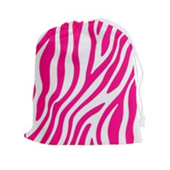 Pink Fucsia Zebra Vibes Animal Print Drawstring Pouch (2xl) by ConteMonfrey