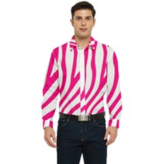 Pink Fucsia Zebra Vibes Animal Print Men s Long Sleeve  Shirt by ConteMonfrey