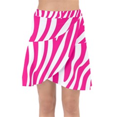 Pink Fucsia Zebra Vibes Animal Print Wrap Front Skirt by ConteMonfrey