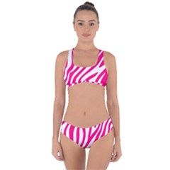 Pink Fucsia Zebra Vibes Animal Print Criss Cross Bikini Set by ConteMonfrey