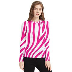 Pink Fucsia Zebra Vibes Animal Print Women s Long Sleeve Rash Guard by ConteMonfrey