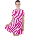 Pink Fucsia Zebra Vibes Animal Print Short Sleeve Shoulder Cut Out Dress  View1