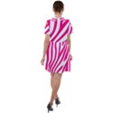 Pink Fucsia Zebra Vibes Animal Print Short Sleeve Shoulder Cut Out Dress  View2