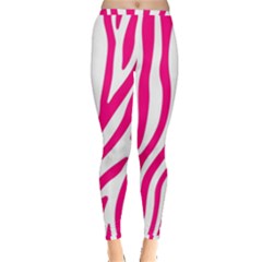 Pink Fucsia Zebra Vibes Animal Print Inside Out Leggings by ConteMonfrey