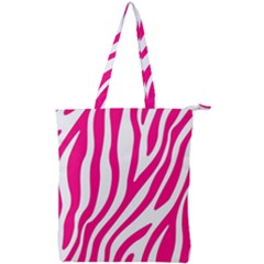 Pink Fucsia Zebra Vibes Animal Print Double Zip Up Tote Bag by ConteMonfrey