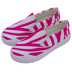 Pink Fucsia Zebra Vibes Animal Print Kids  Canvas Slip Ons by ConteMonfrey