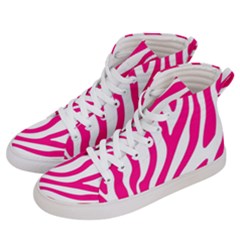 Pink Fucsia Zebra Vibes Animal Print Women s Hi-top Skate Sneakers by ConteMonfrey