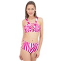 Pink Fucsia Zebra Vibes Animal Print Cage Up Bikini Set View1