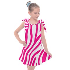 Pink Fucsia Zebra Vibes Animal Print Kids  Tie Up Tunic Dress by ConteMonfrey