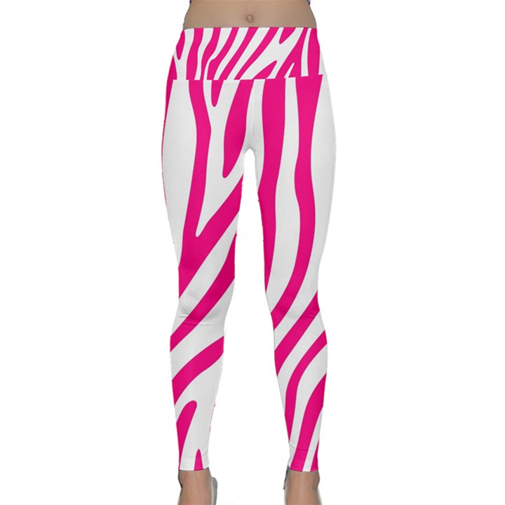 Pink Fucsia Zebra Vibes Animal Print Lightweight Velour Classic Yoga Leggings