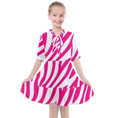 Pink Fucsia Zebra Vibes Animal Print Kids  All Frills Chiffon Dress by ConteMonfrey