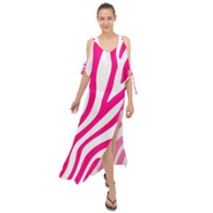 Pink Fucsia Zebra Vibes Animal Print Maxi Chiffon Cover Up Dress by ConteMonfrey