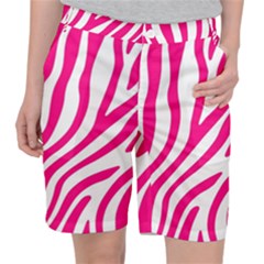 Pink Fucsia Zebra Vibes Animal Print Women s Pocket Shorts by ConteMonfrey