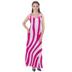 Pink Fucsia Zebra Vibes Animal Print Sleeveless Velour Maxi Dress by ConteMonfrey