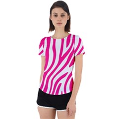 Pink Fucsia Zebra Vibes Animal Print Back Cut Out Sport Tee by ConteMonfrey