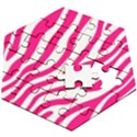 Pink Fucsia Zebra Vibes Animal Print Wooden Puzzle Hexagon View2