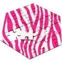 Pink Fucsia Zebra Vibes Animal Print Wooden Puzzle Hexagon View3