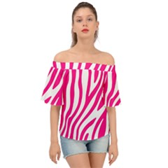 Pink Fucsia Zebra Vibes Animal Print Off Shoulder Short Sleeve Top by ConteMonfrey