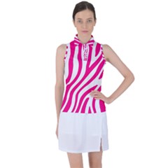 Pink Fucsia Zebra Vibes Animal Print Women s Sleeveless Polo Tee by ConteMonfrey