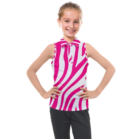 Pink Fucsia Zebra Vibes Animal Print Kids  Sleeveless Polo Tee by ConteMonfrey